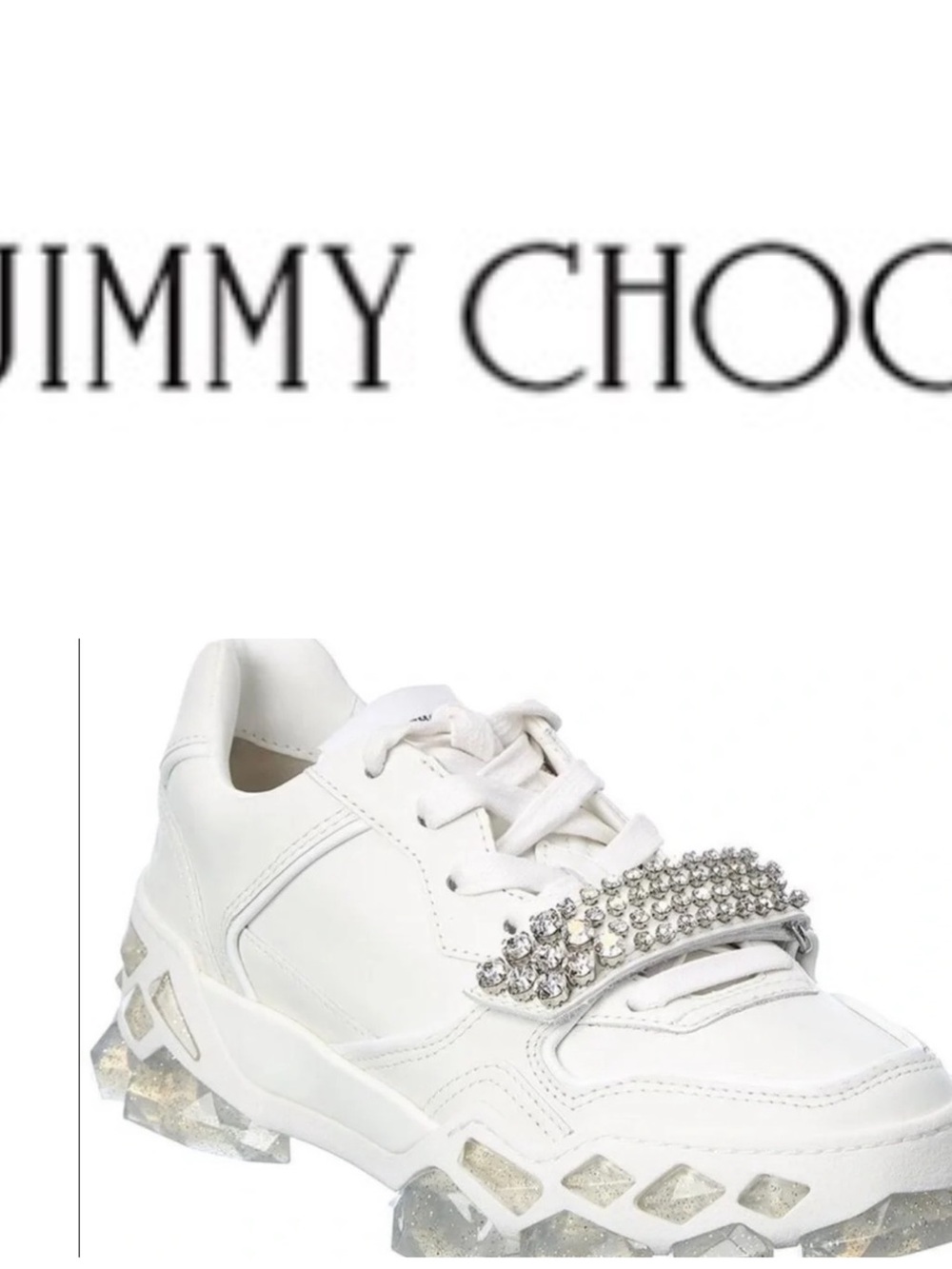 ‼️WOW‼️Jimmy Choo White Crystal-Embellished Athletic Sneakers‼️🤍🩶NWT & BOX